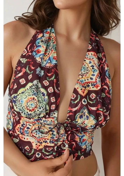 Kadın Etnik Desenli Kısa Tank Top Multicolor fırsatları
