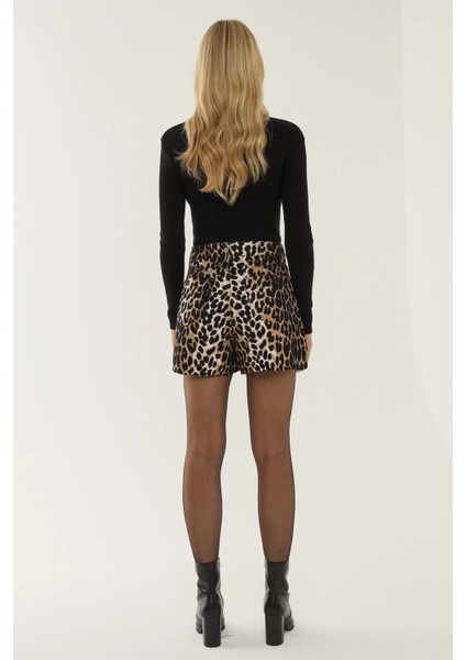 Kadın Leopar Desenli Jean Şort Multicolor fırsatları