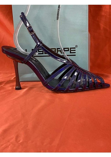 LES06 Lacivert Kadın Topuklu Ayakkabı Stiletto