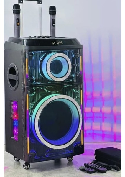 12"+1 Tweeter/equalizer Profosyonel Bluetooth Hoparlör 60000WATTS Speaker Çift Mikrofonlu Derin Bass fırsatları