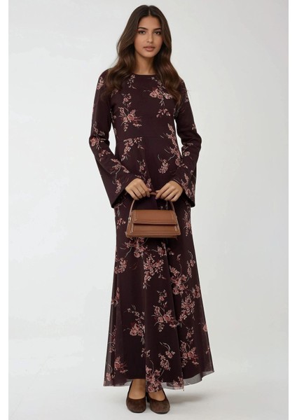 Kadın Çiçek Desenli Modest Elbise Multicolor