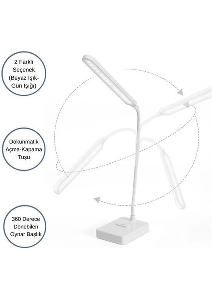 Buffer® Ince Uzun Usbli Dokunmatik 3 Kademeli 360 Derece Özel Göz Korumalı LED Lityum Masa Lambası fırsatları