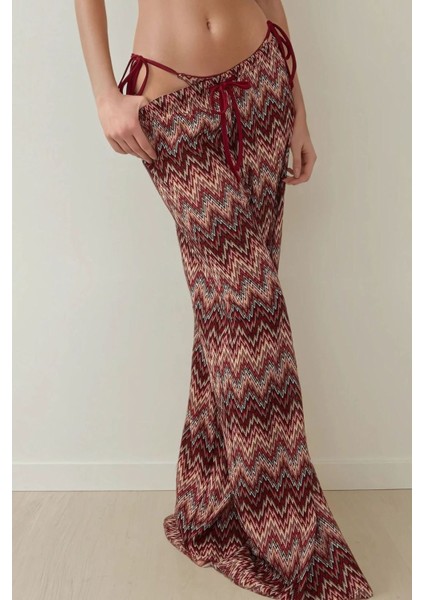 Kadın Geniş Paça Renkli Örme Pantolon Multicolor fiyatları