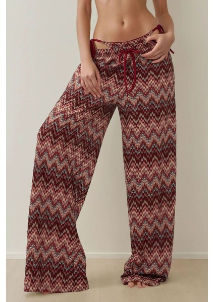 Kadın Geniş Paça Renkli Örme Pantolon Multicolor modelleri