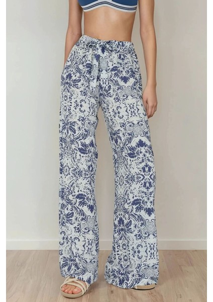 Kadın Çekmece İpli Baskılı Geniş Paça Pantolon Multicolor fiyatları