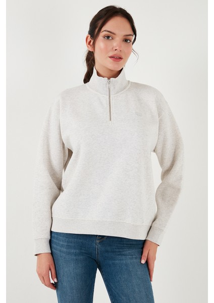 Regular Fit Dik Yaka Yarım Fermuarlı Sweat Bayan Sweat 001U4 fiyatları