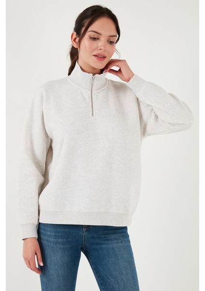 Regular Fit Dik Yaka Yarım Fermuarlı Sweat Bayan Sweat 001U4 modelleri
