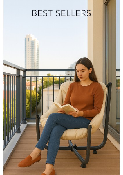 , Bahçe, Cafe, Yazlık, Rahat, Dış Mekan, Minderli Asma Koltuk, Lü x Elit Katlanır,Krem