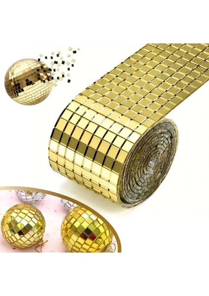 Buffer®1 Metre Uzunluğunda Gold Renk Aynalı Mozaik Taşlı Dekor Bandı 4 cm x 1 mt