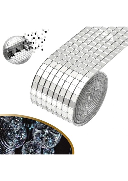 Buffer®1 Metre Uzunluğunda Gümüş Renk Aynalı Mozaik Taşlı Dekor Bandı 4 cm x 1 mt
