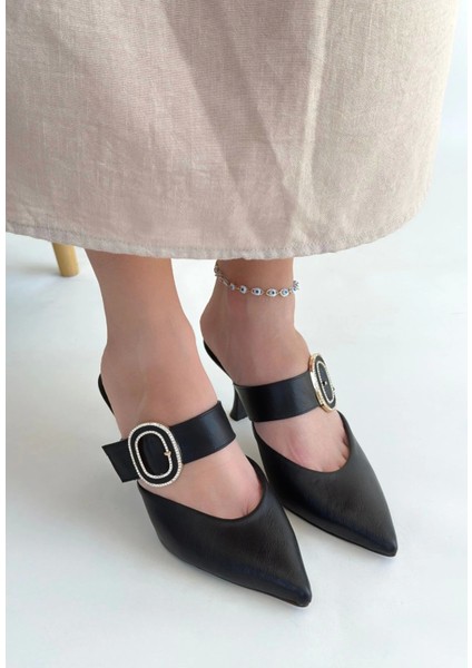 Yote Siyah Cilt Topuklu Terlik modelleri