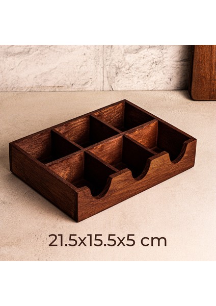 Chaye - Ahşap 6 Bölmeli Çay Saklama Kutusu Aksesuar Takı Düzenleyici Organizer Bitki Saklama Kutusu fiyatları