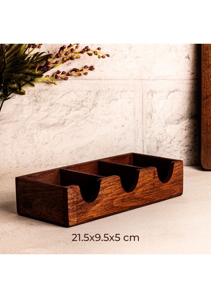 Elvo - Ahşap 3 Bölmeli Çay Saklama Kutusu Aksesuar Takı Düzenleyici Organizer Bitki Saklama Kutusu fiyatları