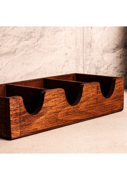 Elvo - Ahşap 3 Bölmeli Çay Saklama Kutusu Aksesuar Takı Düzenleyici Organizer Bitki Saklama Kutusu fırsatları