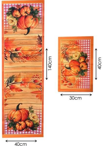 Sonbahar Hasadı – 3D Kabak Desenli Masa Runner & 4’lü Supla Takımı fiyatları