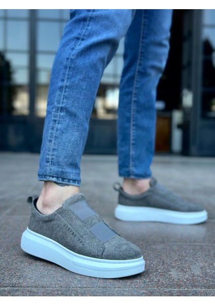 BA0307 BOA Kalın Süet Yüksek Taban Çift Bant Gri Erkek Ayakkabı modelleri