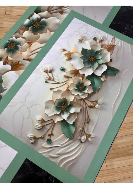 3D Çiçek Desenli Masa Runner & 4’lü Supla Takımı modelleri