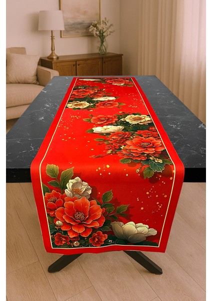 Aşk Gülü – 3D Kırmızı Gül Desenli Masa Runner & 4’lü Supla Takımı fiyatları