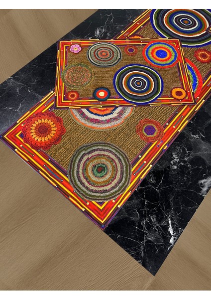 Boho Rings – 3D Etnik Halkalı Masa Runner & 4’lü Supla Takımı fırsatları