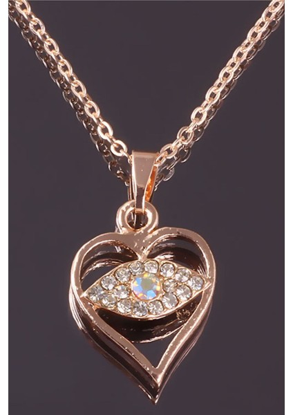 Zirkon Taşlı Kalp Göz Kolye modelleri