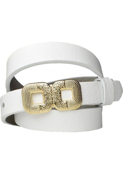 %100 Hakiki Deri, Gold Renk Tokalı Ince 2 cm Süt Beyaz Kadın Kemeri; Elbise, Pantolon Kemeri_gözka modelleri
