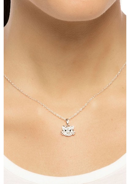 Zirkon Taşlı Kedi Figür Altın Renkli Kolye fiyatları