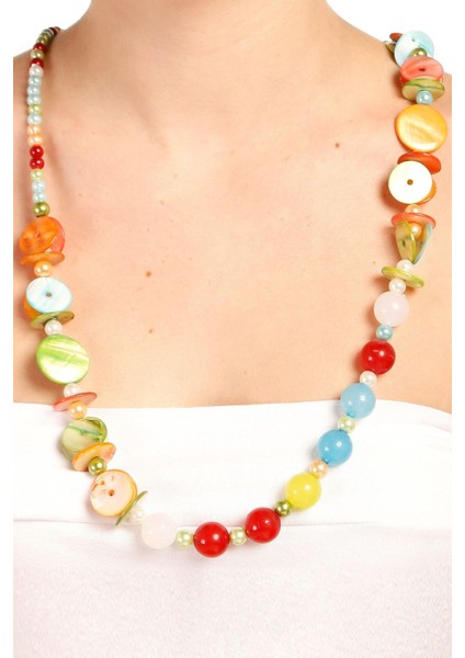 Renkli Şeffaf Düğme Model Boncuklu Kolye fiyatları