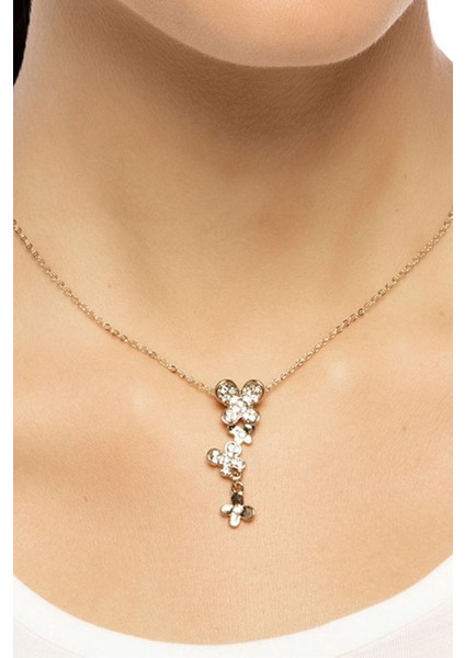 Parlak Taşlı Sıralı Asma Çiçek Kolye fiyatları