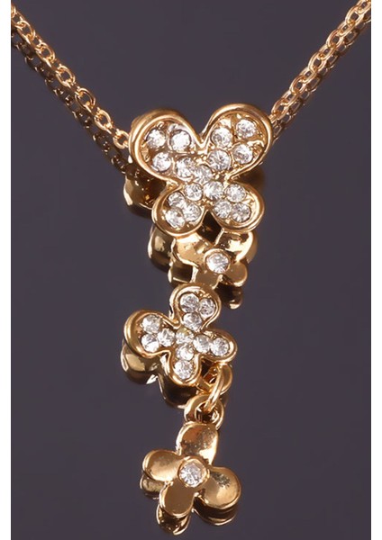 Parlak Taşlı Sıralı Asma Çiçek Kolye modelleri