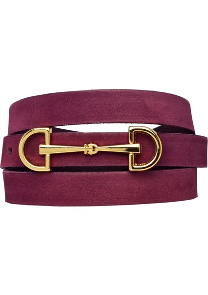 %100 Hakiki Yumuşak Nubuk Deri, Gold Renk Toka 2 cm Mor Kadın Kemer; Elbise, Pantolon Kemeri D&dgold modelleri