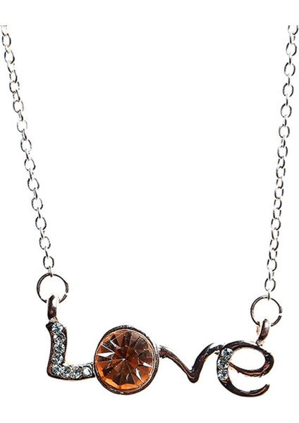 Parlak Taşlı Aşk Temalı Kolye