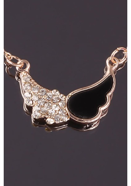 Parlak Taşlı ve Siyah Kanat Kolye modelleri