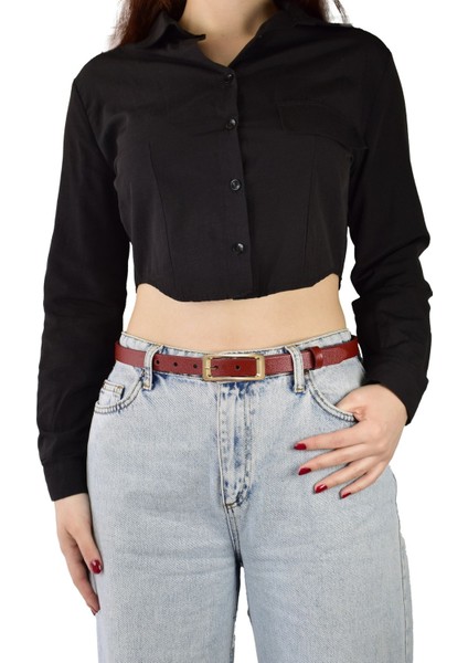 %100 Hakiki Deri, Gold Renk Tokalı Ince 2 cm Kırmızı Kadın Kemeri; Elbise, Pantolon Kemeri Dikdört modelleri