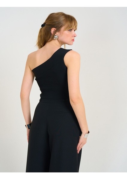 Tek Omuz Triko Crop Bluz Standart Beden Günlük Kullanım modelleri