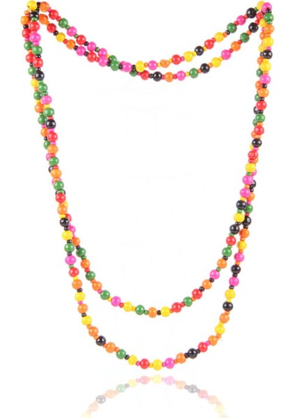 Natürel Renkli Ahşap Boncuklu Kolye