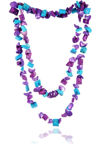 Doğal Taş Deniz Kabuklu Mavi Mor Renki Kolye