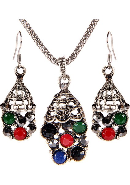 Osmanlı Serisi Renkli Taşlı Kolye Küpe Set