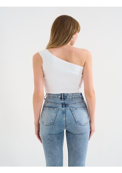 Tek Omuz Triko Crop Bluz Standart Beden Günlük Kullanım fiyatları