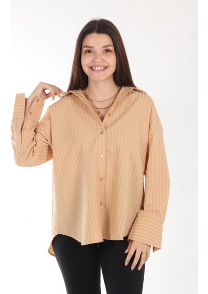 5496 Kendinden Büzgülü Çizgili Gömlek modelleri