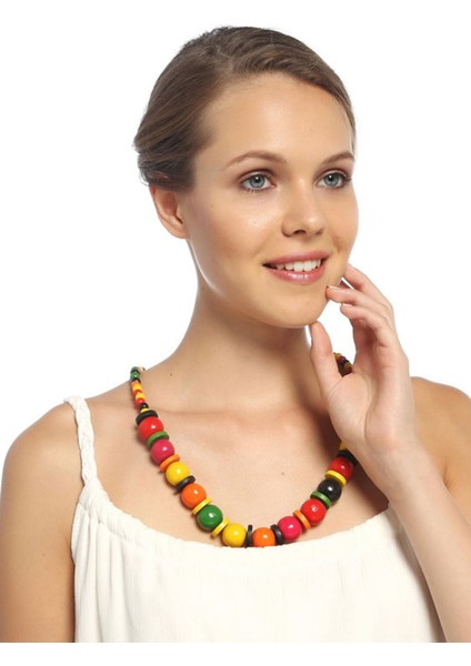 Natürel Ahşap Iri Boncuklu Kolye fiyatları