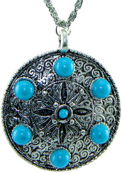 Turkuaz Boncuklu Shield Kolye