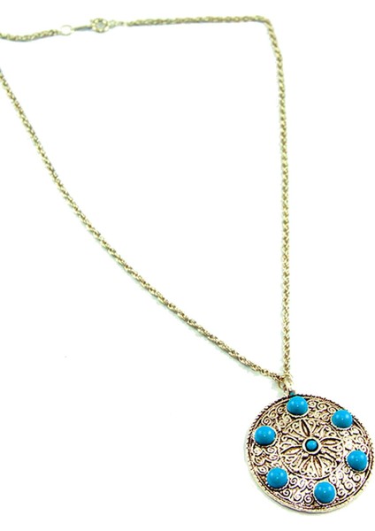 Turkuaz Boncuklu Shield Kolye fiyatları