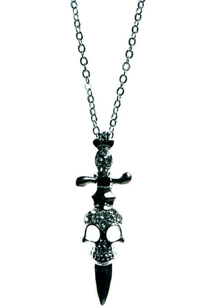 Parlak Taşlı Kurukafa Model Hançer Kolye fiyatları