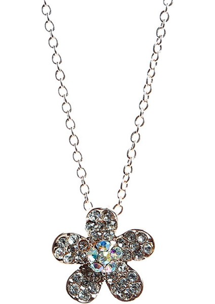 Zirkon Taşlı Çiçek Figür Kolye