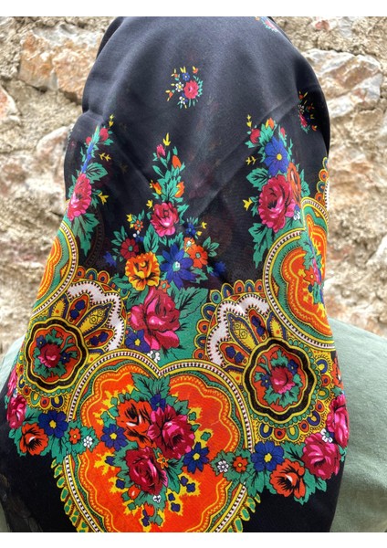 Mardin Yazması Çiçek Desenli Pullu Başörtüsü – 100X100 cm indirimleri