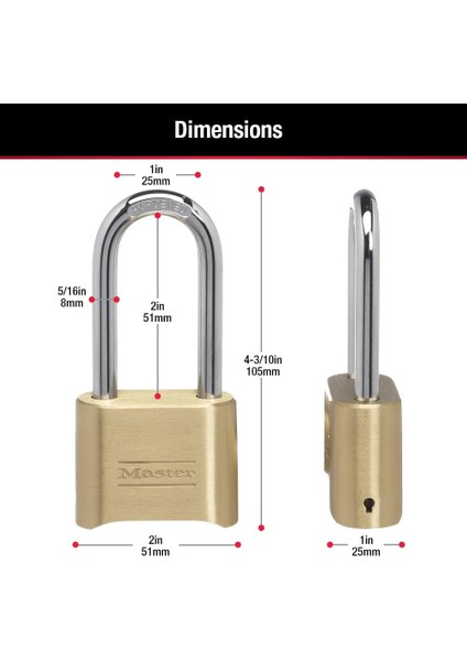 Pirinç Şifreli Kilit, Dış Mekan Çiti Veya Kulübe Için Kapı Kilidi, Genişletilmiş 2-1/4-Inç Uzun Kelepçeli Özelleştirilebilir Kombinasyon Asma Kilit, 175DLH fırsatları