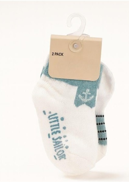 Erkek Bebek Pamuklu Desenli 2'li Çorap Seti