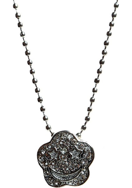 Zirkon Ay Yıldız Smiley Taşlı Kolye