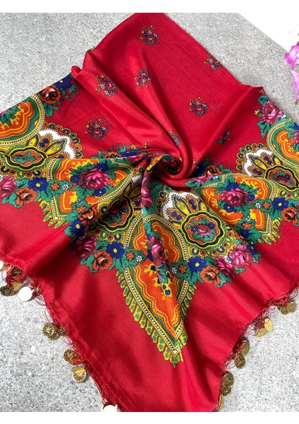 Mardin Yazması Çiçek Desenli Pullu Başörtüsü – 100X100 cm fiyatları