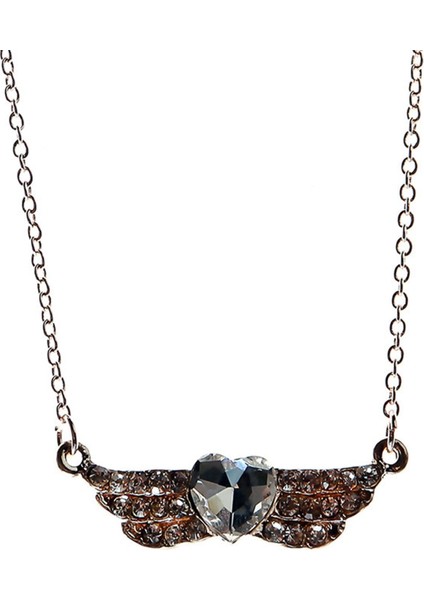 Zirkon Taşlı Kalp Kanat Kolye